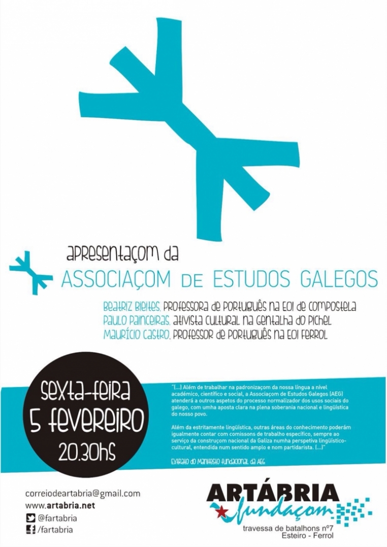 Nesta sexta, apresentamos a Associaçom de Estudos Galegos em Ferrol